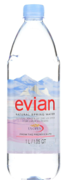 Evians Spring Water Bottled Water - Water - Case of 12 - 33.8 FL oz.