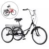 Adult Folding Tricycles 3 Wheel W/Installation Tools with Low Step-Through; Large Basket; Foldable Tricycle for Adults; Women; Men