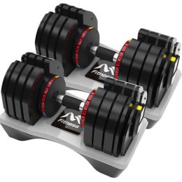 Adjustable Dumbbell - 80lb x2 Dumbbell Set of 2 with Anti-Slip Handle; Fast Adjust Weight Exercise Fitness Dumbbell with Tray Suitable for Full Body W