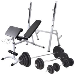 Workout Bench with Weight Rack, Barbell and Dumbbell Set 264.6lb
