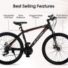 S24102 Elecony Saver100 24 Inch Mountain Bike Boys Girls; Steel Frame; Shimano 21 Speed Mountain Bicycle with Daul Disc Brakes and Front Suspension MT