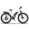 26&quot; 750W Electric Bike Fat Tire P7 48V 13AH Removable Lithium Battery for Adults Girls with Detachable Rear Rack Fender(White)