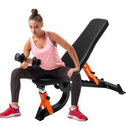 Adjustable Weight Bench - 6 Position Incline Decline Utility Bench with High Density Foam Padding for Home Gym Strength Training [600 LBS Weight Capac (Color: as Pic)