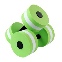 2Pcs Water Aerobic Exercise Foam Dumbbells Pool Resistance Water Fitness Exercises Equipment for Weight Loss (Color: Green)