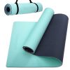 COOLMOON 1/4 Inch Extra Thick Yoga Mat Double-Sided Non Slip,Yoga Mat For Women and Men,Fitness Mats With Carrying Strap,Eco Friendly TPE Yoga Mat , P