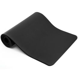 0.6-inch Thick Yoga Mat Anti-Tear High Density NBR Exercise Mat Anti-Slip Fitness Mat (Color: BLACK)