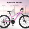 Elecony 26 inch Mountain Bike for Teenagers Girls Women; Shimano 21 Speeds Gear MTB with Dual Disc Brakes and 100mm Front Suspension; White/Pink