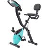 Folding Exercise Bike; Fitness Upright and Recumbent X-Bike with 10-Level Adjustable Resistance; Arm Bands and Backrest