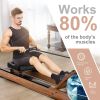 Water Rowing Machine Indoor Wooden Exercise Equipment Home Gym with LCD Monitor