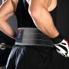 Weight Lifting Belt Leather Fitness Belt for Strength Training Unisex Black